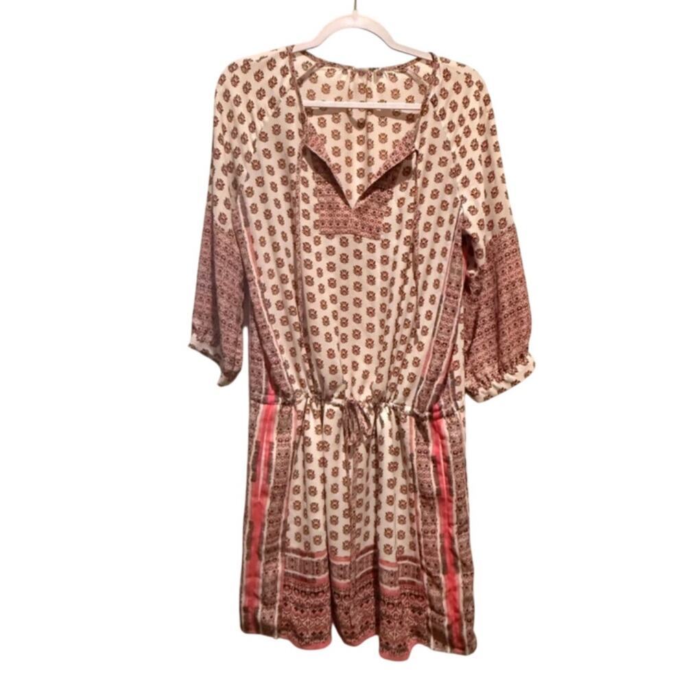 Gap Boho Floral Tunic-Style Dress, Indian-inspired print, 3/4 blouson sleeves M